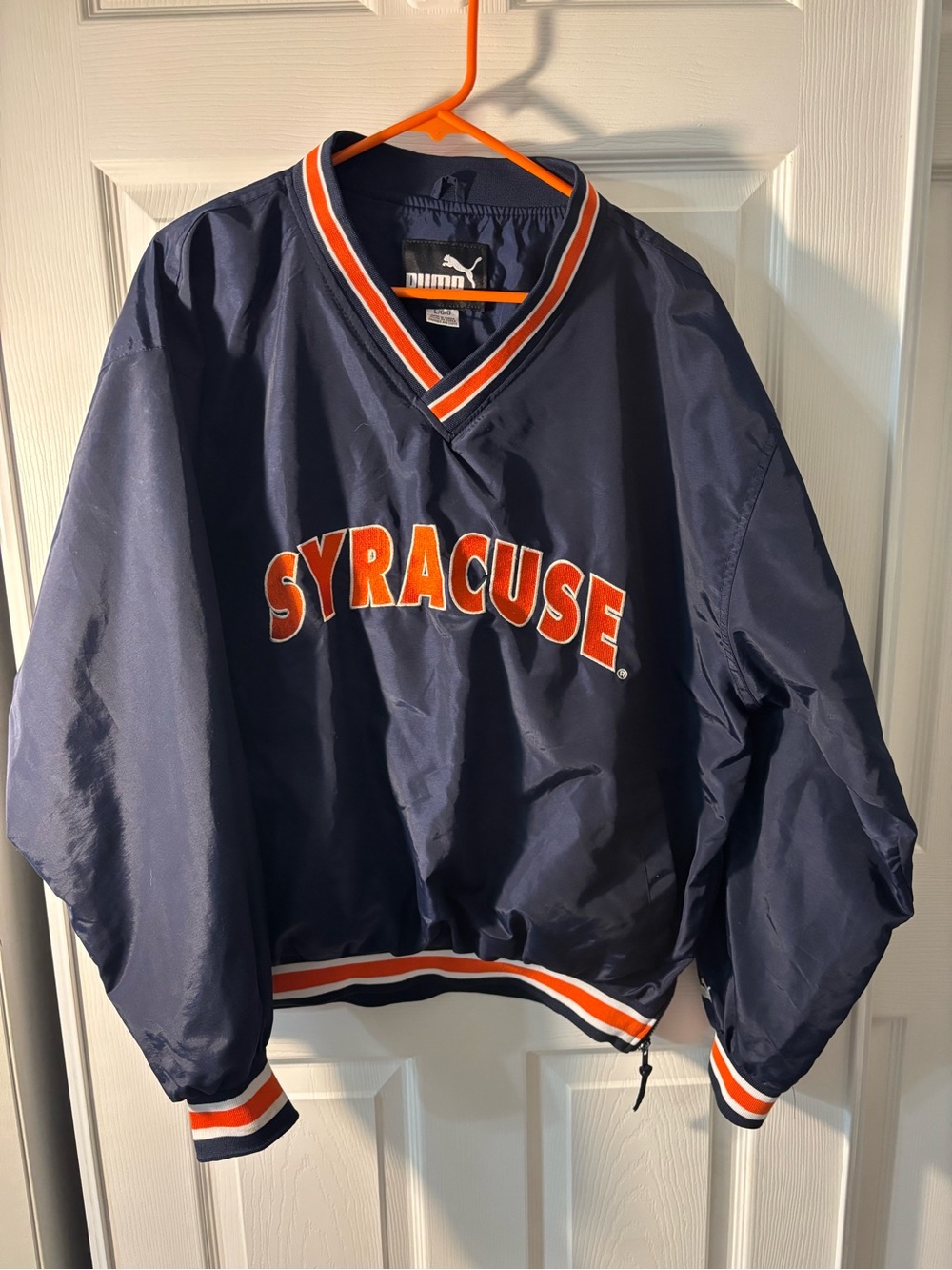 Puma Navy Blue and Orange Syracuse Varsity Bomber Jacket